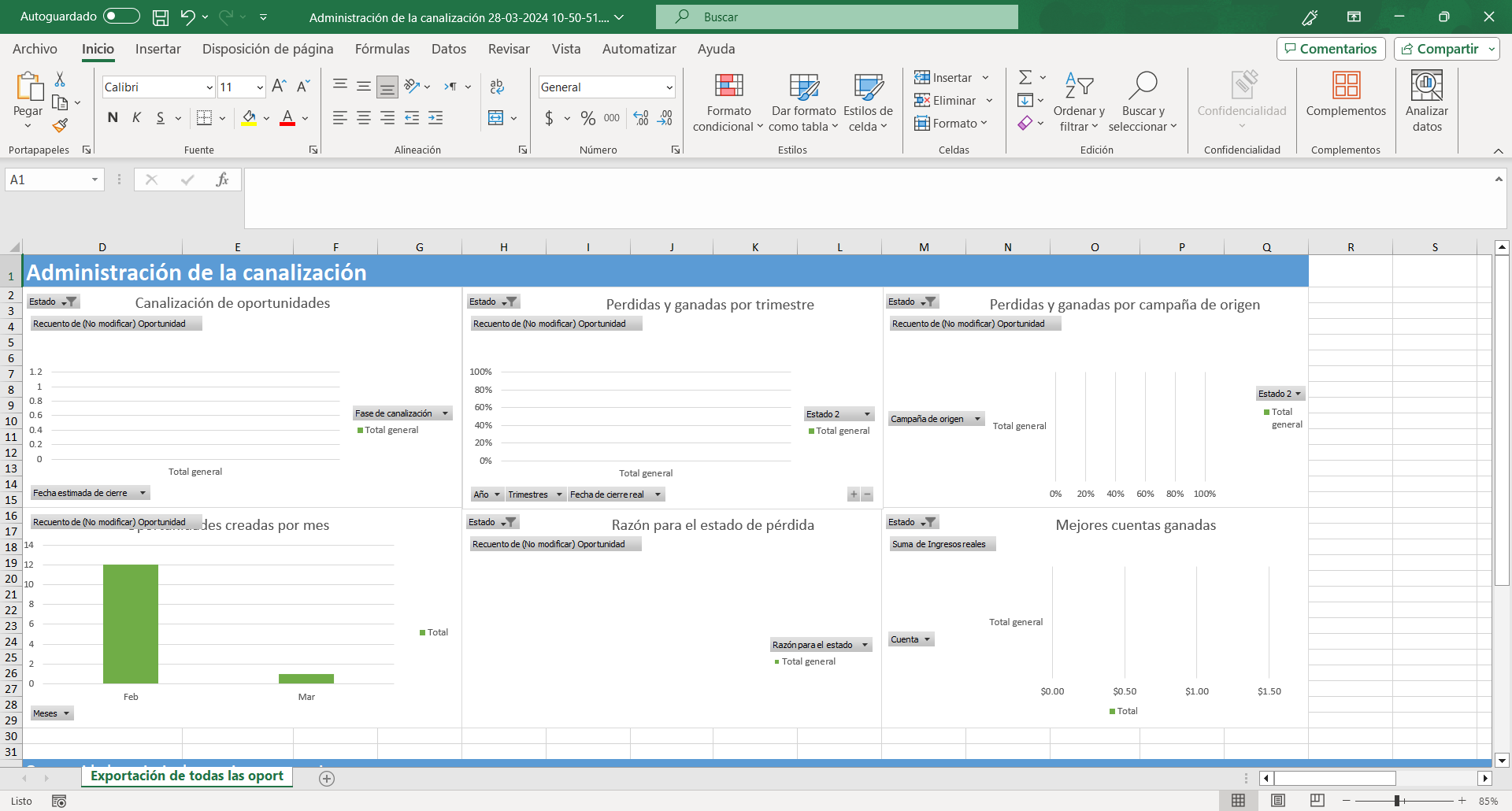Captura de pantalla de la plantilla de Excel