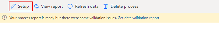 Captura de pantalla del botón Configuración del proceso
