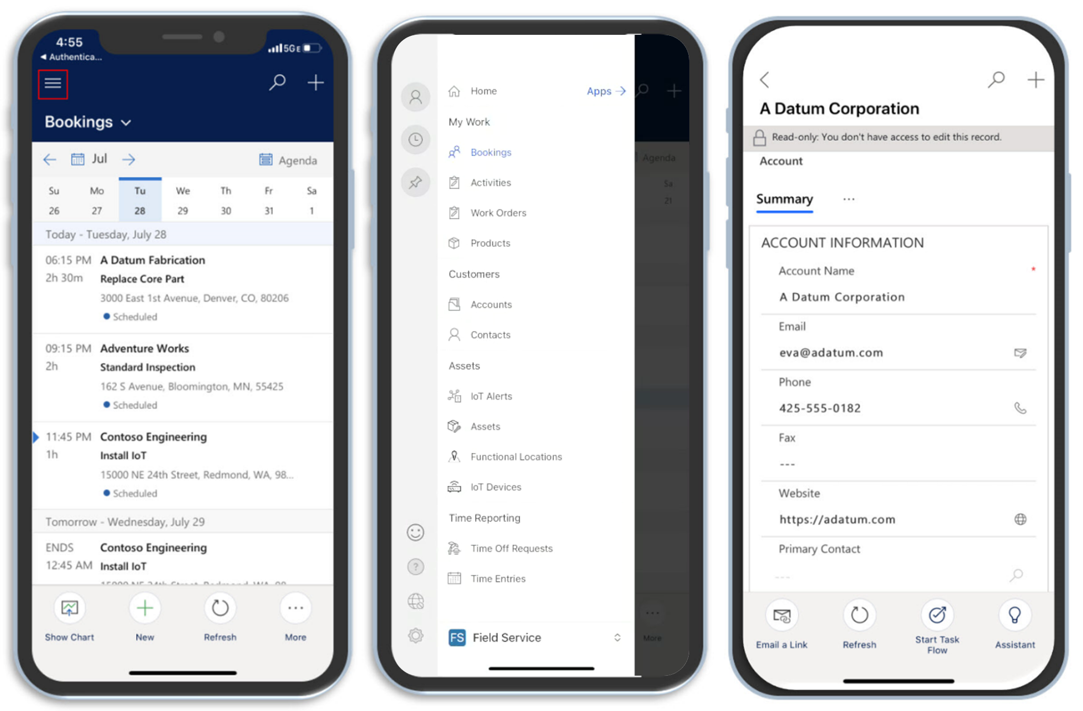 Captura de pantalla de la aplicación Field Service Mobile
