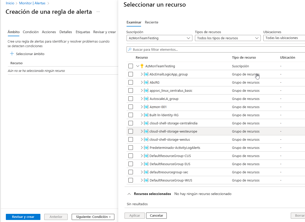 Screenshot of the Create rule page in the Azure Monitor portal.