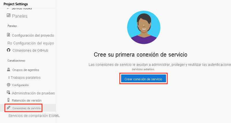 Captura de pantalla de AzureDevOps que muestra la página 