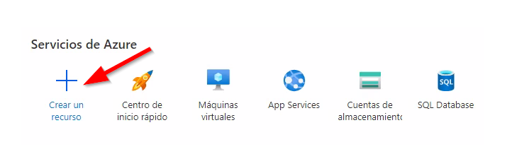 Captura de pantalla del botón Crear un recurso
