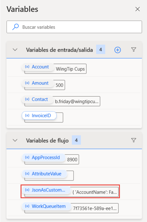 Captura de pantalla con la selección de la variable 
