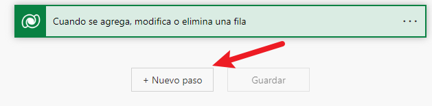 Captura de pantalla de la opción Nuevo paso