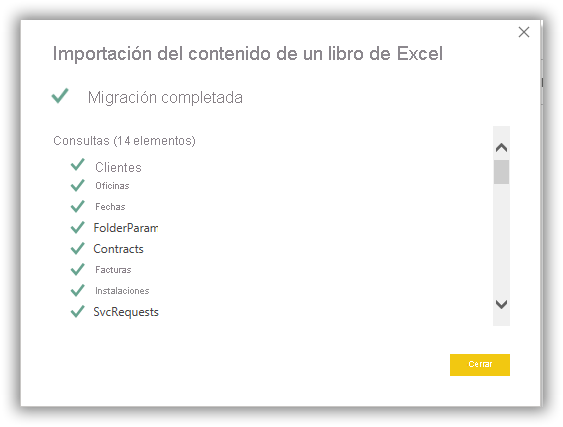 Captura de pantalla del mensaje de migración completada.