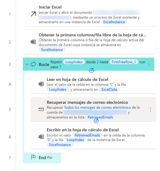 Captura de pantalla del ejemplo de bucle de espacio de trabajo completado.