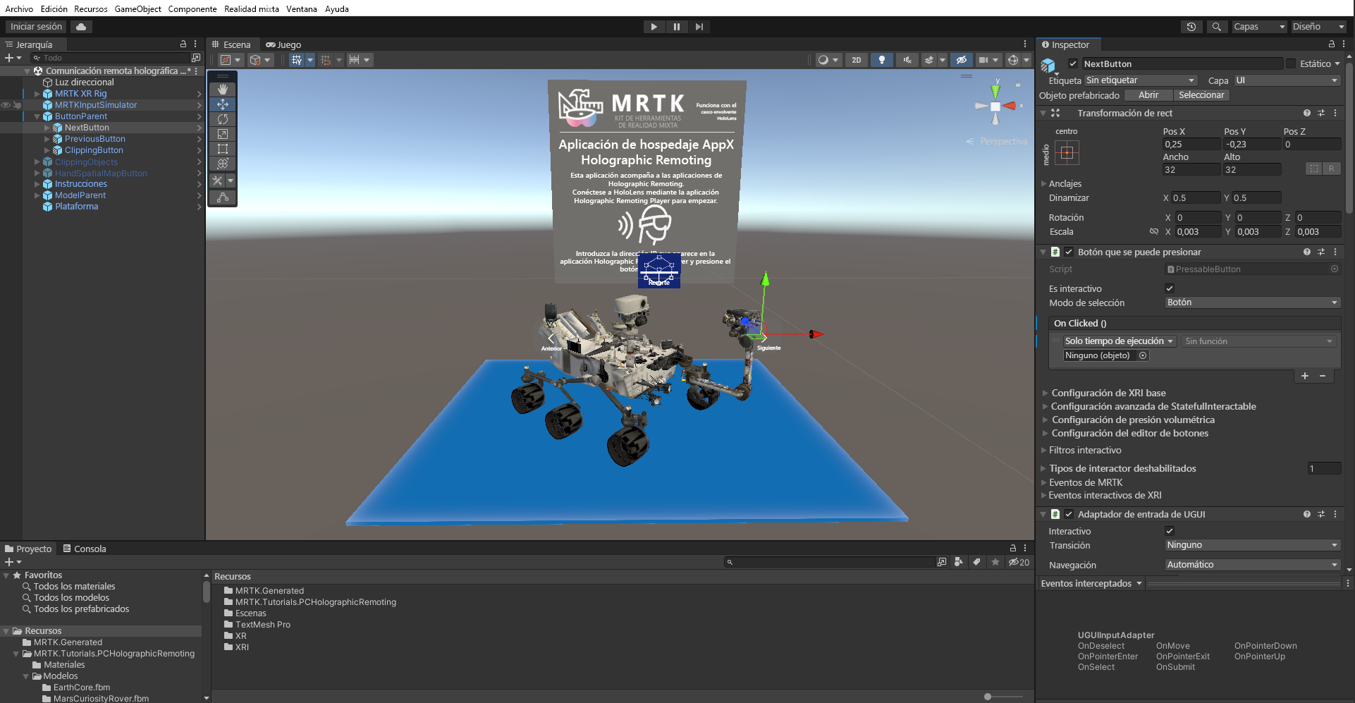 Screenshot of expanding the Interactable script.