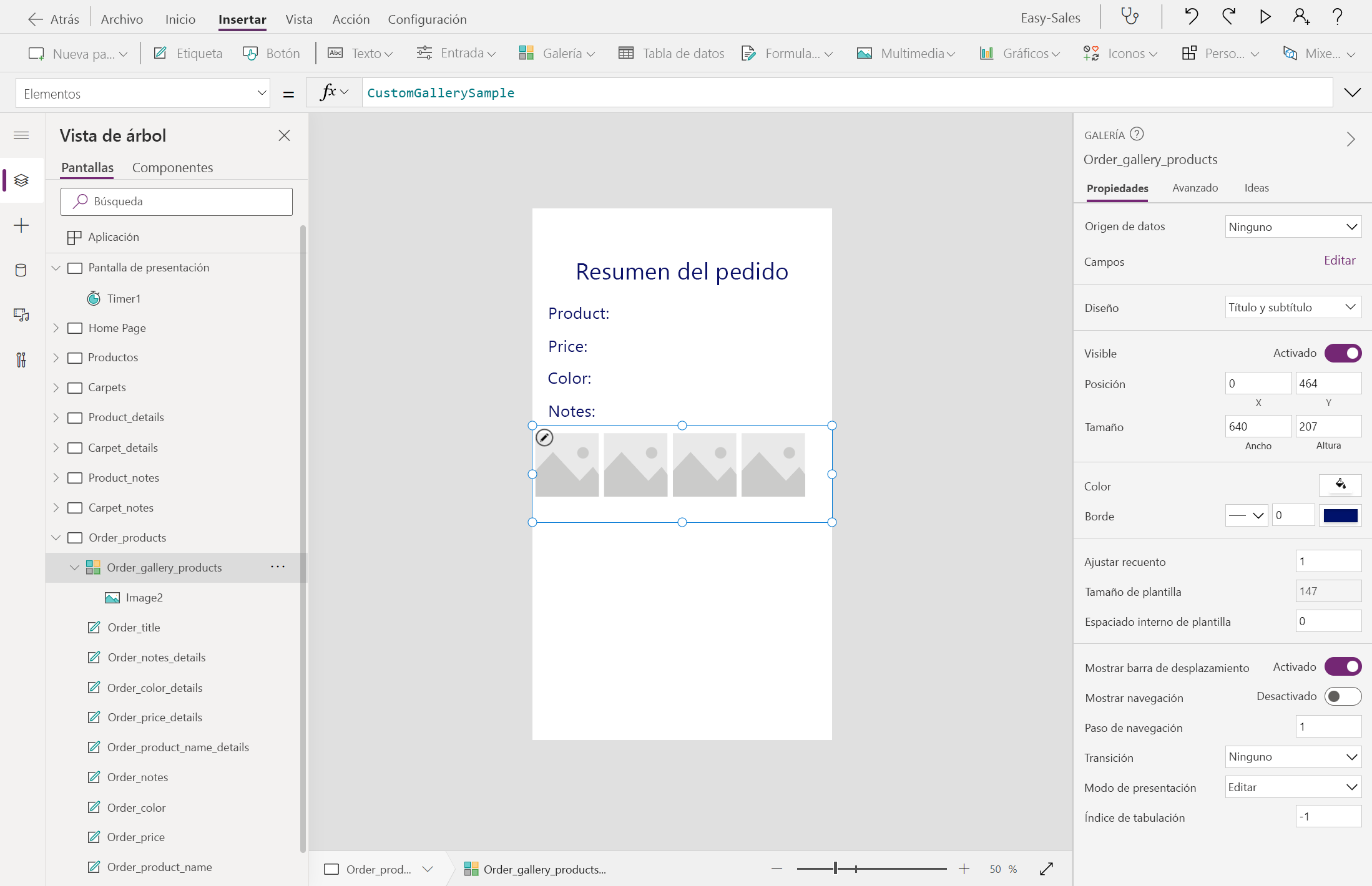 Captura de pantalla de la incorporación de la Galería.