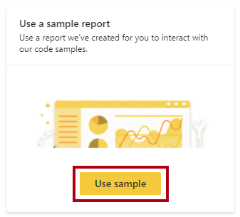 Imagen que muestra el botón Usar ejemplo resaltado en el cuadro de diálogo Usar un informe de ejemplo.