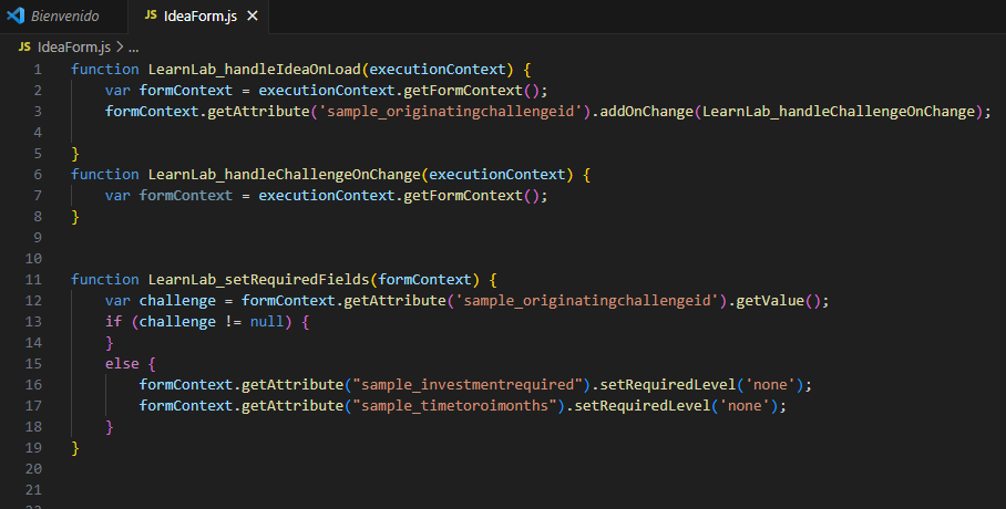 Captura de pantalla de ideaform con el script agregado