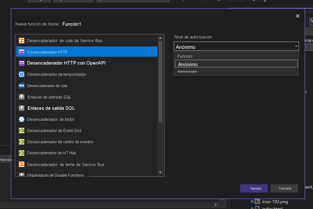 Captura de pantalla que muestra el desencadenador HTTP seleccionado.