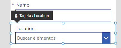 Captura de pantalla de un formulario de edición para el registro de escritorio, con la búsqueda de ubicación representada mediante un control desplegable