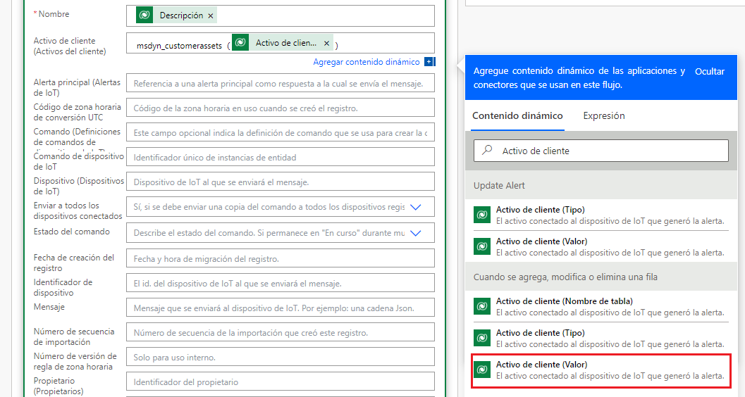 Captura de pantalla de Customer Assets (Value)
