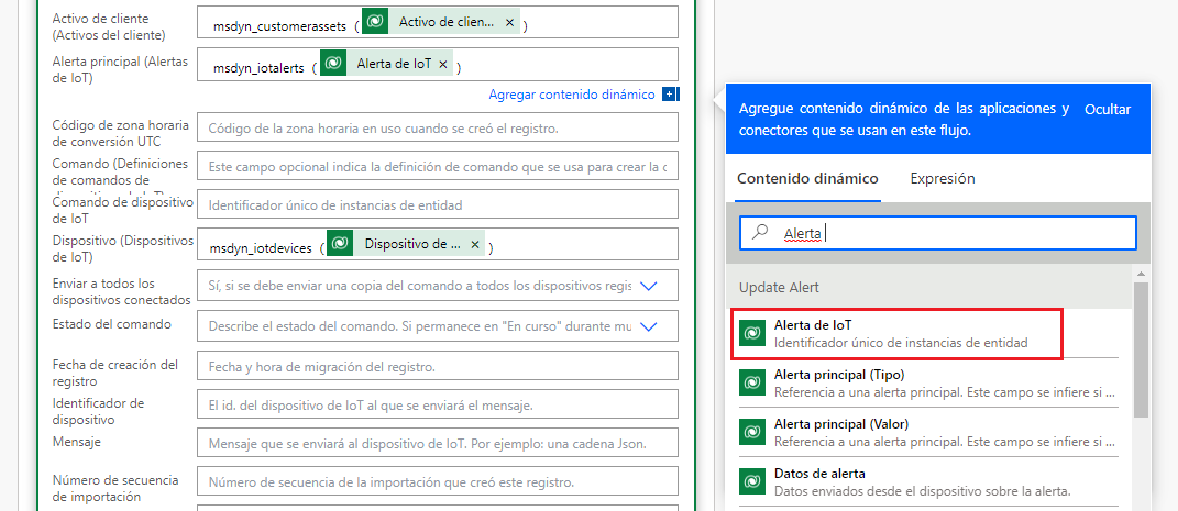 Captura de pantalla de IoT Alert resaltada