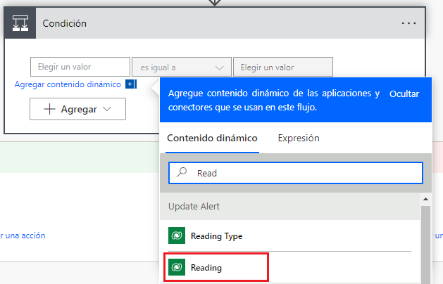 Captura de pantalla de Reading, seleccionada en Alerta de actualización