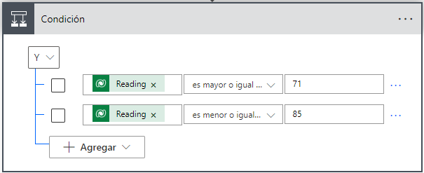 Captura de pantalla del aspecto que debe tener la condición