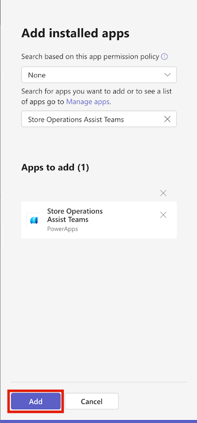 Screenshot of add button for add installed apps.