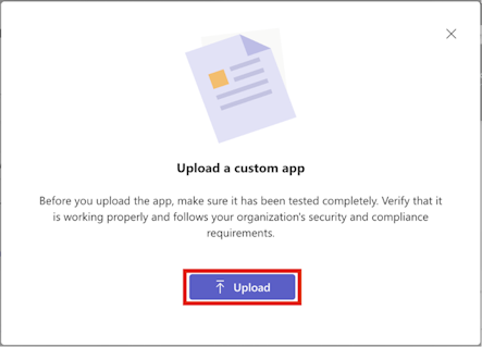 Screenshot of the Upload button.