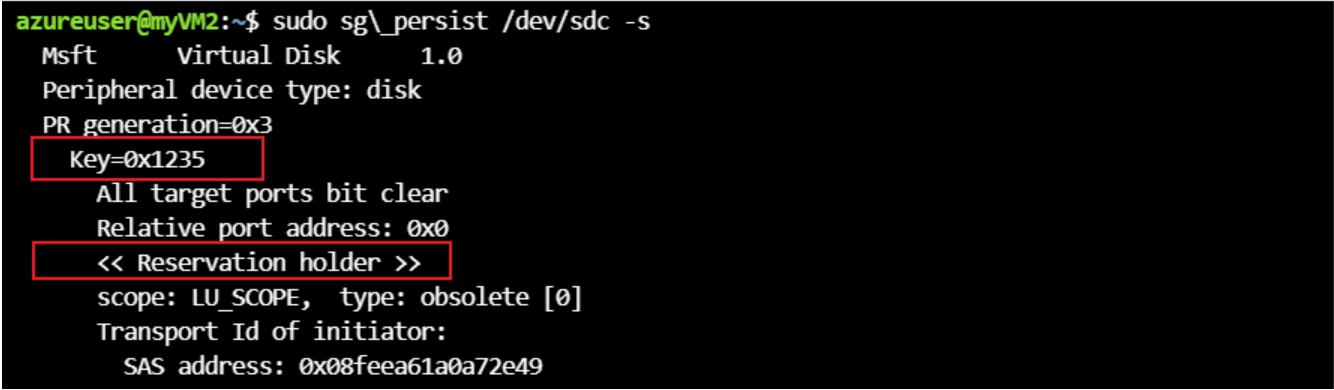 Screenshot of disk status with V M 2 reservation.