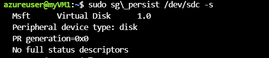 Screenshot of disk status without V M registration.