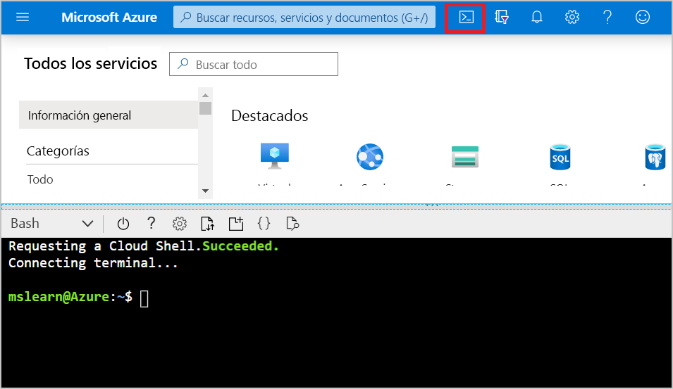 An illustration is showing how to open Azure Cloud Shell.