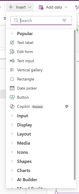 Captura de pantalla de la selección de vista de galería vertical en su aplicación