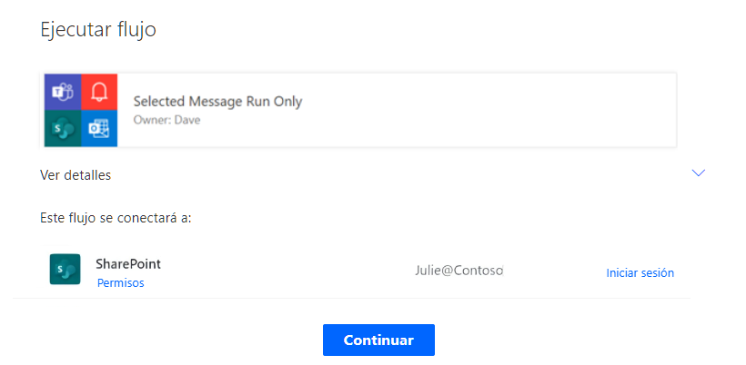 Captura de pantalla que muestra al usuario al que se le solicita una conexión