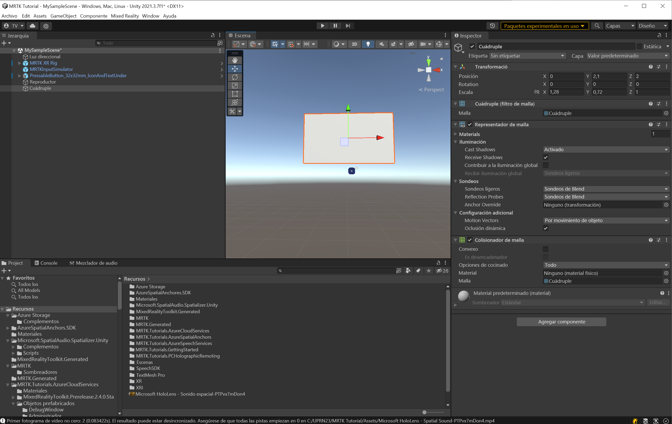 Screenshot of adding a Quad.
