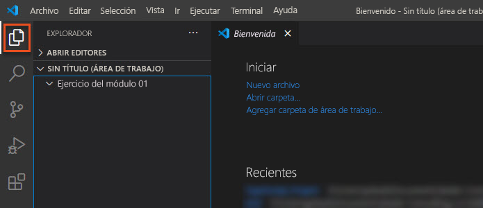 Screenshot of the Visual Studio Code Explorer pane, with the Explorer button highlighted.