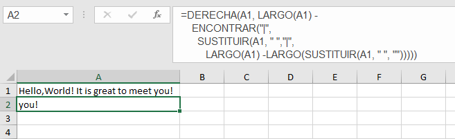 Excel with the formula: =RIGHT(A1,LEN(A1)-FIND(