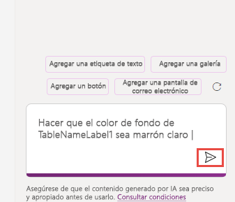 Captura de pantalla del botón Enviar