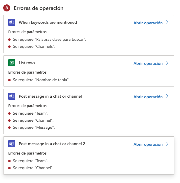 Captura de pantalla con el panel del Comprobador de flujo
