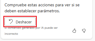 Captura de pantalla del botón Deshacer para deshacer los cambios