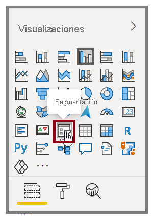 Imagen del botón Segmentación de datos en el panel Visualizaciones