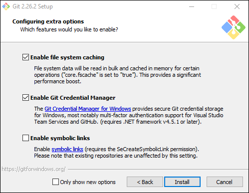 Screenshot of the Enable Git Credential Manager checkbox.