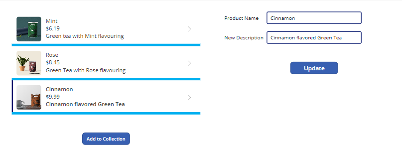 Captura de pantalla del diseño del formulario con el cambio a Canela
