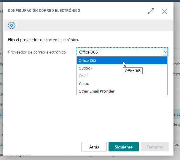 Captura de pantalla de una NavigatePage de ejemplo en Business Central.