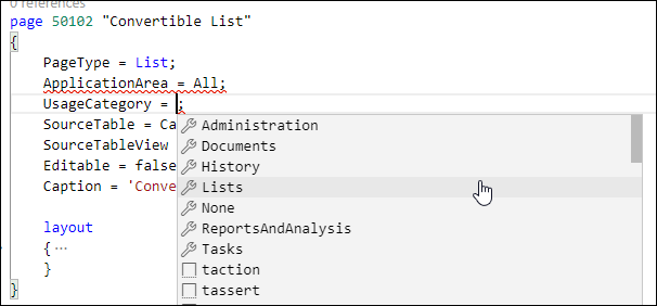 Codificación que muestra cómo usar la propiedad UsageCategory.