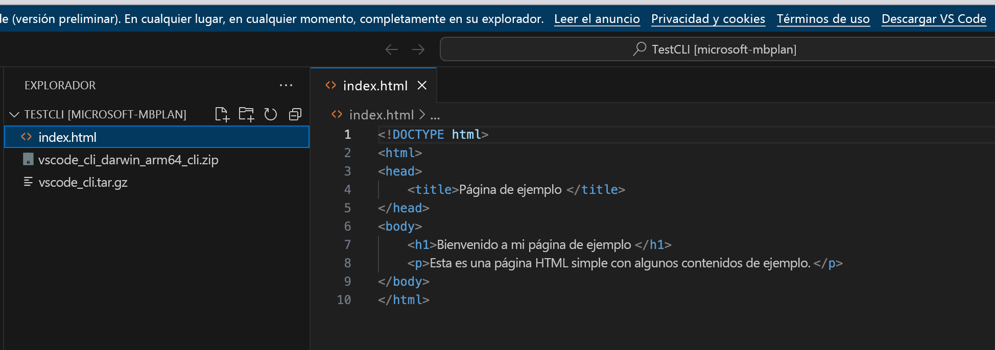 Captura de pantalla del código.