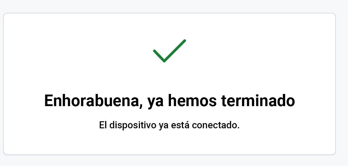 Captura de pantalla de la confirmación.
