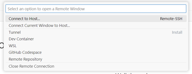 Captura de pantalla que muestra los comandos principales a los que puede acceder haciendo clic en el indicador remoto.