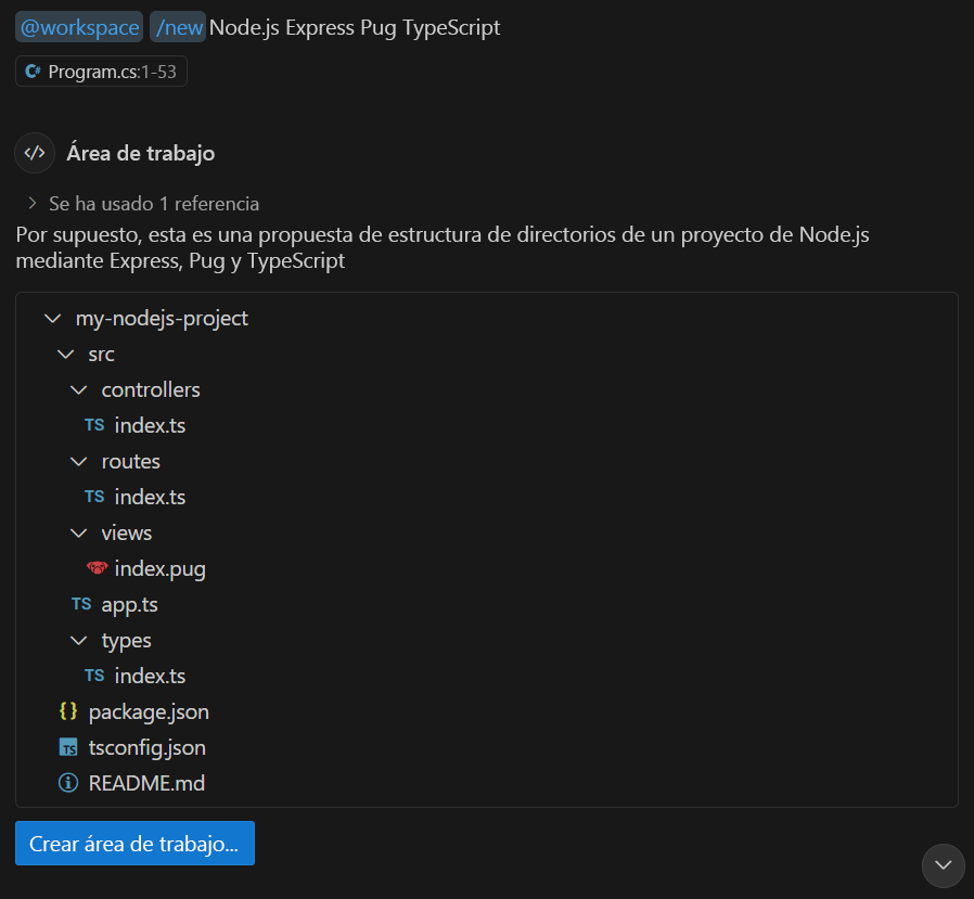 Captura de pantalla que muestra la vista Chat con el botón 