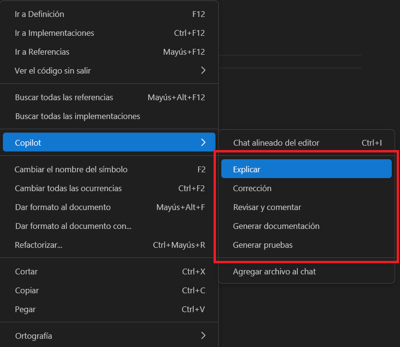 Captura de pantalla que muestra cómo acceder a acciones inteligentes en Visual Studio Code.