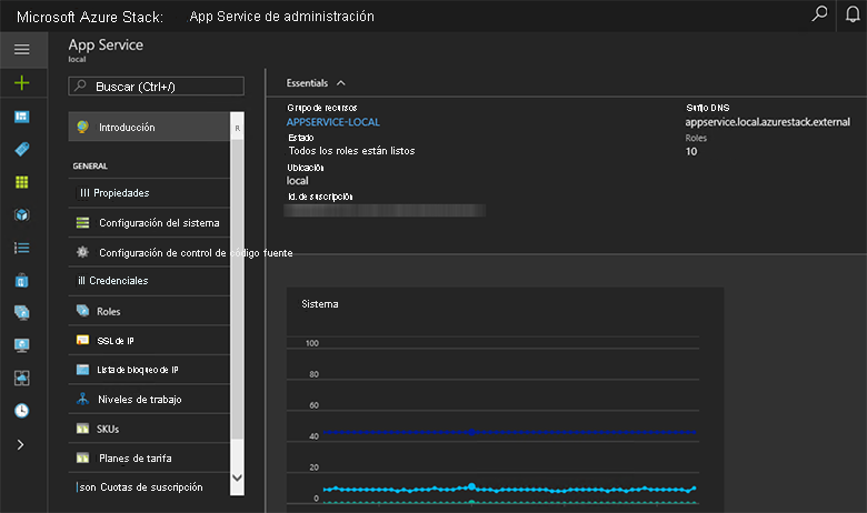 App Service in Azure Stack Hub administrator portal.