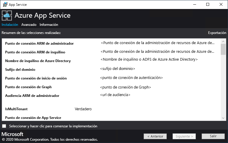 Screenshot that shows the App Service upgrade summary in the installer.