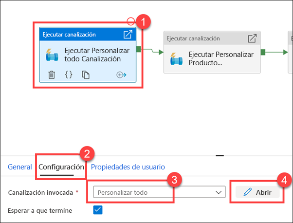 Viewing pipeline settings in Azure Synapse Studio