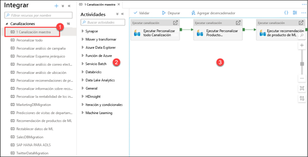 Viewing integration pipelines in Azure Synapse Studio