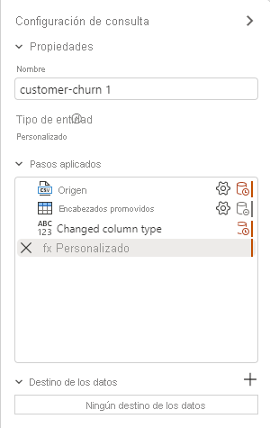 Screenshot showing the option to add a data destination in a dataflow.
