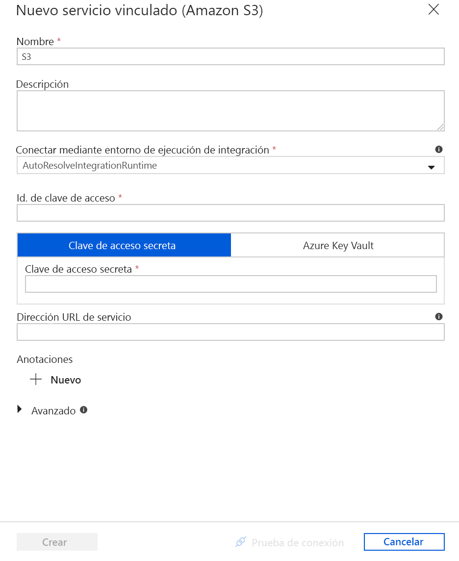 Setting data source access with keys