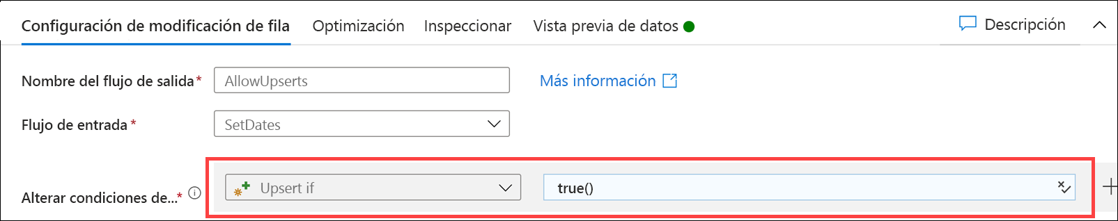 The alter row settings form is configured as described.